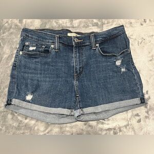 Casual Blue Distressed Jean Shorts